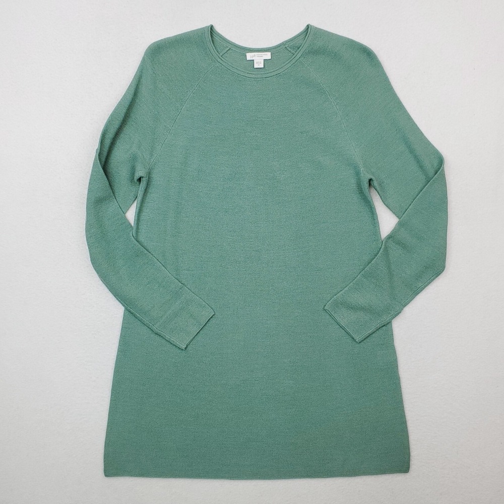 J Jill Sweater Womens Extra Small Green Merino Wool Tunic Pullover Washable